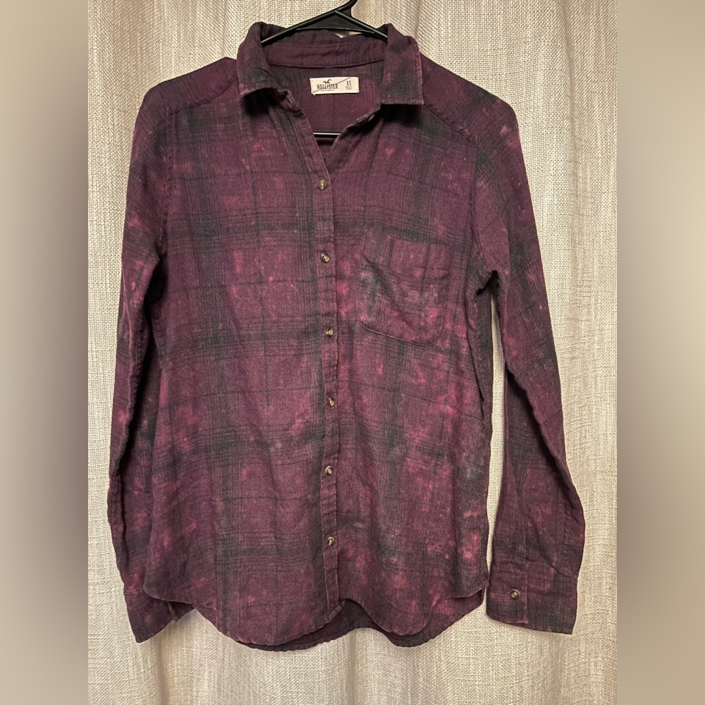 Purple Bleached Flannel, Hollister, Size XS